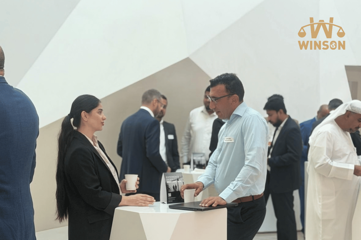Construction professionals networking at the Dubai event